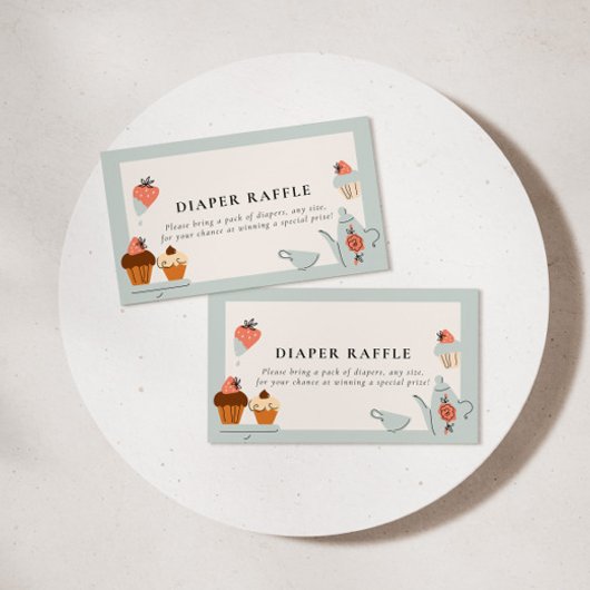 2人のお茶 |お茶パーティー赤ちゃんシャワーおむつラッフル エンクロージャーカード