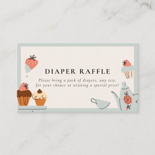 2人のお茶 |お茶パーティー赤ちゃんシャワーおむつラッフル エンクロージャーカード (正面)