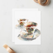 2人のお茶 ノートカード (正面/裏面インサイチュ)