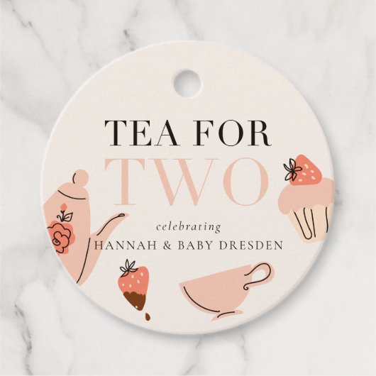 2人のお茶 | Teaパーティー赤ちゃんシャワー フェイバータグ (正面)