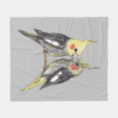 2人のかわいいコックエル フリースブランケット (正面(横))