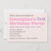 2人のかわいい子が3歳の誕生日パーティー 招待状 (裏面)