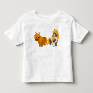 2人のかわいい漫画の子馬の子供のTシャツ トドラーTシャツ