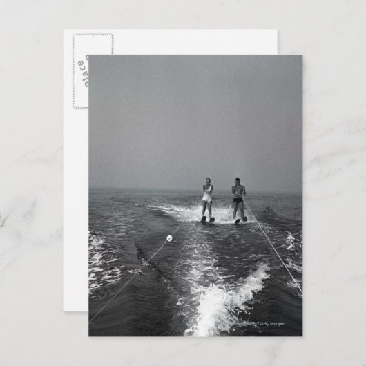 2人のウォータースキー ポストカード (正面/裏面)