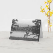 2人のカウボーイが付いている池による牛 カード (黄色い花)