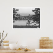 2人のカウボーイと池の牛。 ポスター (キッチン)