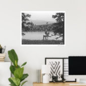 2人のカウボーイと池の牛。 ポスター (ホームオフィス)