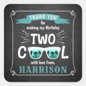 2人のカッコいい少年シャルボード2ndバースデーパーティーのお願い スクエアシール (正面)