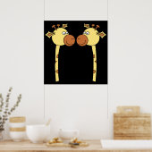 2人のキリンが閉まる。漫画 ポスター (キッチン)