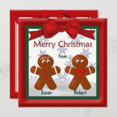 2人のギンガーパンの家族によるメリークリスマス シーズンカード (正面/裏面)