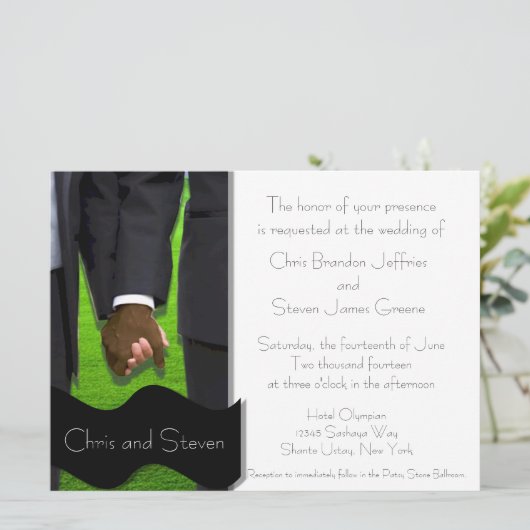 2人のグルーカスタムムゲイの結婚式の招待（二人族） 招待状 (スタンド正面)