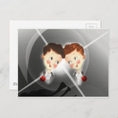 2人のゲイ男性カップルTuxedes愛らしいヴィンテージ ポストカード (正面/裏面)