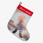 2人のコルギス ラージクリスマスストッキング (正面 (吊り時))
