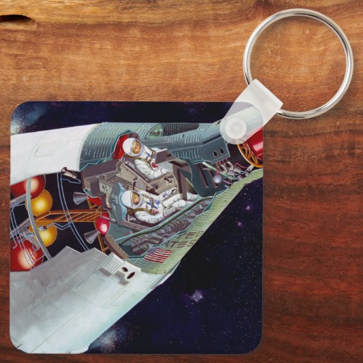 2人のジェミニ宇宙船を飛んで切断する。 キーホルダー (裏面)