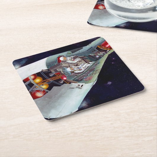 2人のジェミニ宇宙船を飛んで切断する。 スクエアペーパーコースター (アングル)