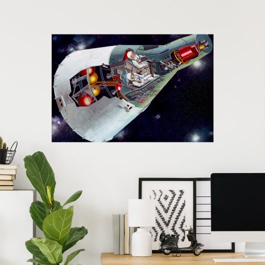 2人のジェミニ宇宙船を飛んで切断する。 ポスター (ホームオフィス)