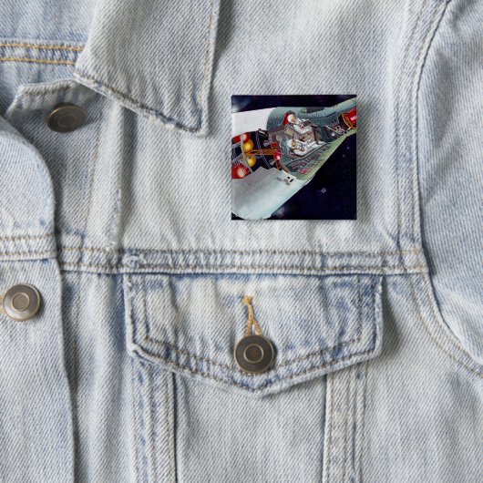 2人のジェミニ宇宙船を飛んで切断する。 缶バッジ (インサイチュ)