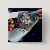 2人のジェミニ宇宙船を飛んで切断する。 缶バッジ (正面)