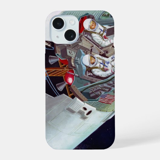 2人のジェミニ宇宙船を飛んで切断する。 iPhone 15ケース (裏面)