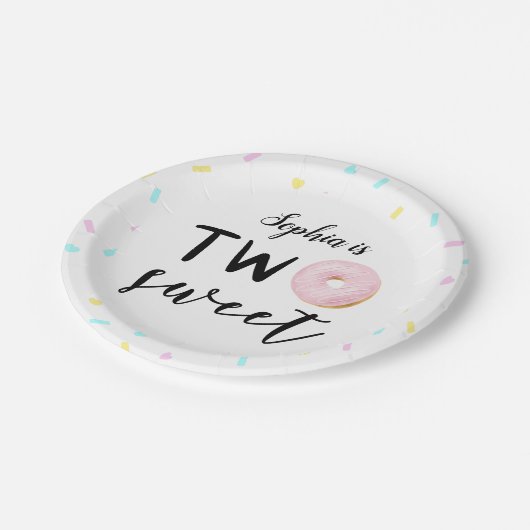 2人のスイートガールズ第2ドーナツテーマ誕生パーティー ペーパープレート (アングル)