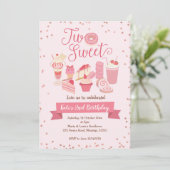 2人のスイートガール・バースデー・パーティーの招待 招待状 (スタンド正面)