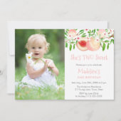 2人のスウィートジョージアピーチ誕生日パーティーの写真 招待状 (正面)