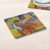 2人のタヒチ族の女性、ゴーギャン スクエアペーパーコースター (アングル)