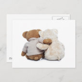 2人のテディベアが抱き合うバックビュー ポストカード (正面/裏面)