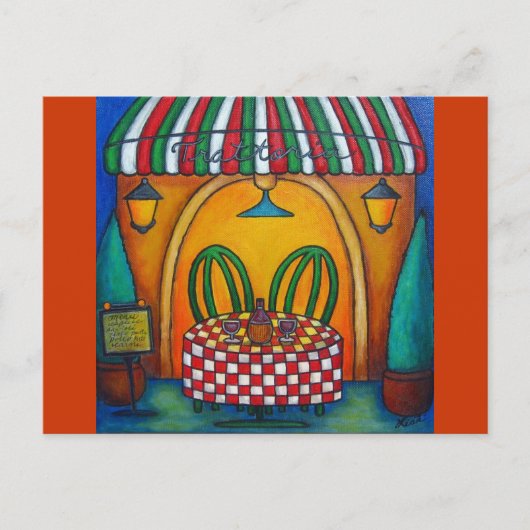 2人のテーブルのトラットリアのポストカード ポストカード (正面)