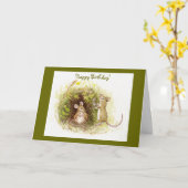 2人のネズミ-ハッピーバースデー カード (黄色い花)
