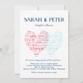 2人のハートが一緒に打ち鳴らす/甘いカップルがシャワーを浴びる 招待状 (正面)