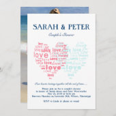 2人のハートが一緒に打ち鳴らす/甘いカップルがシャワーを浴びる 招待状 (正面/裏面)