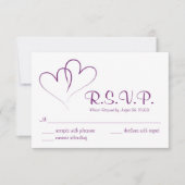 2人のハートが組み合わされた結婚式RSVPカード 出欠カード (正面)