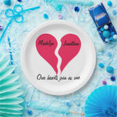 2人のハートが1つの名前のバレンタインとしてパーソナライズされた参加 ペーパープレート (パーティー)