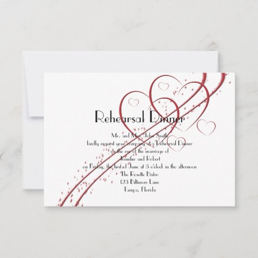 2人のハートが1回のリハーサルディナー 招待状 (正面)