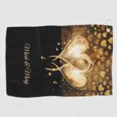 2人のハートの結婚ゴルファーのバレンタインデー ゴルフタオル (横)