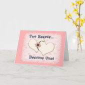 2人のハート結婚のお祝い カード (黄色い花)