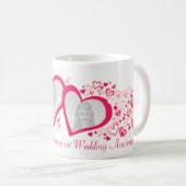 2人のハート結婚1周年記念写真マグ コーヒーマグカップ (正面右)
