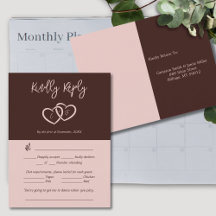 2人のハート赤出席の推奨RSVPカード