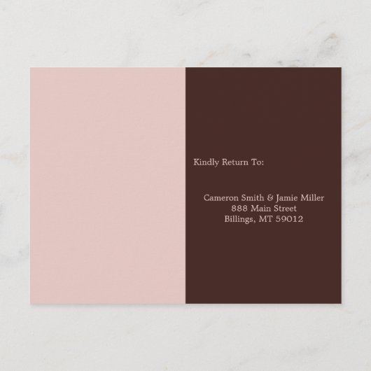 2人のハート赤出席の推奨RSVPカード ポストカード (裏面)