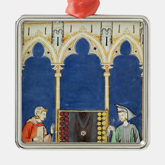 2人のバックギャモンプレーヤー メタルオーナメント (正面)