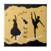 2人のバレエダンサーとゴールデンベージュカラーの音楽 タイル (正面)