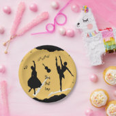 2人のバレエダンサーとゴールデンベージュカラーの音楽 ペーパープレート (パーティー)