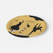 2人のバレエダンサーとゴールデンベージュカラーの音楽 ペーパープレート (アングル)