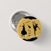 2人のバレエダンサーとゴールデンベージュカラーの音楽 缶バッジ (正面&裏面)