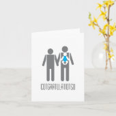 2人のパパおよび息子-お祝い!! カード (黄色い花)