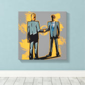 2人のビジネスマンが握手 キャンバスプリント (インサイチュ (ウッドフロア))