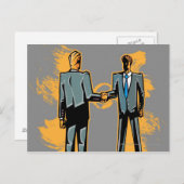 2人のビジネスマンが握手 ポストカード (正面/裏面)