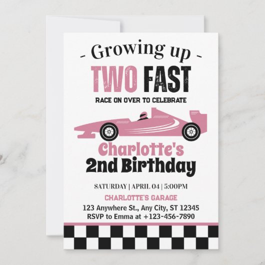 2人のファストガール2nd誕生日パーティー 招待状 (正面)