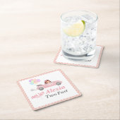 2人のファストピンクのレースカーガールを育てる2日目 スクエアペーパーコースター (インサイチュ)